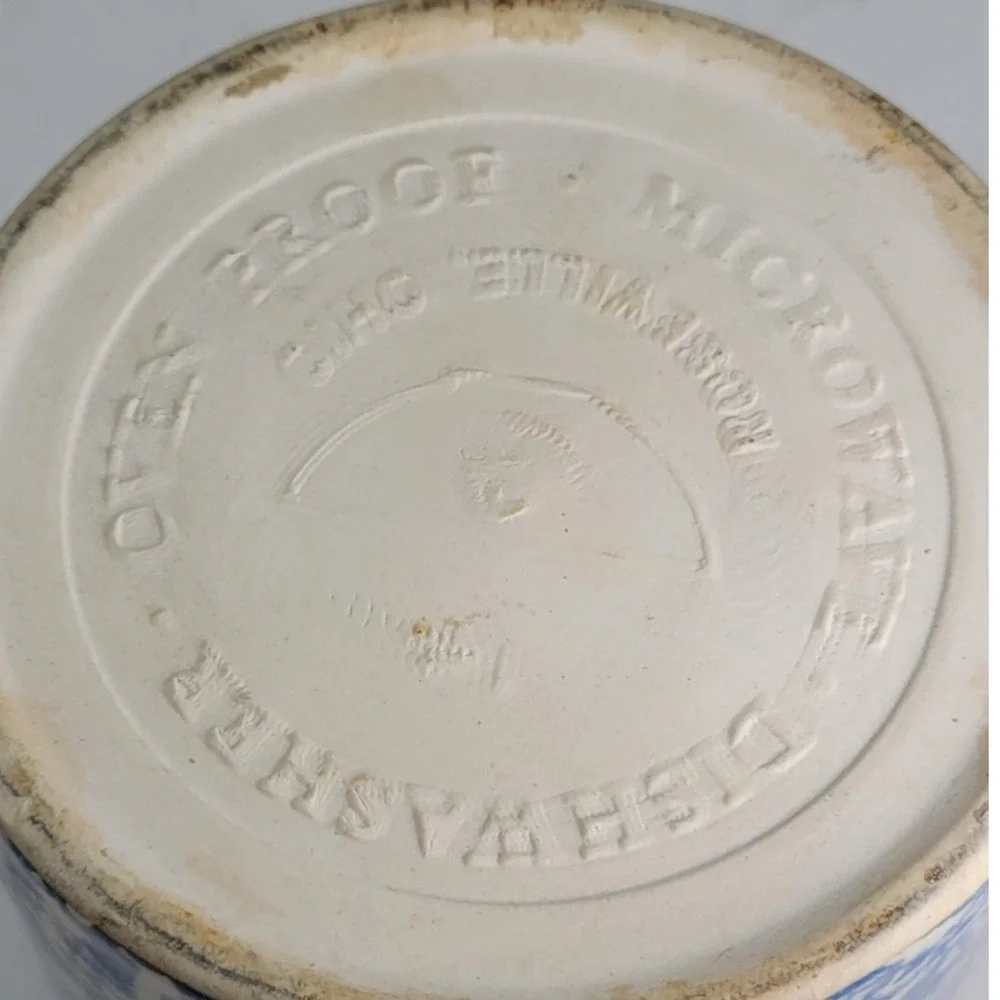 Blue Spongeware Stoneware Crocks Set of 2 Zanesville Ohio Pottery Farmhouse